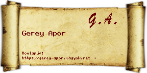 Gerey Apor névjegykártya